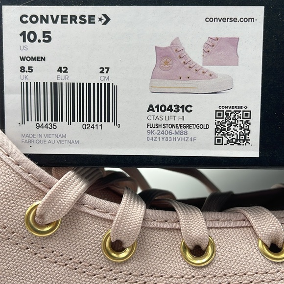 Converse WMNS CTAS LIFT HI
FLUSH STONE/EGRET/GOLD A10431C Platforms Sneakers - Picture 16 of 16
